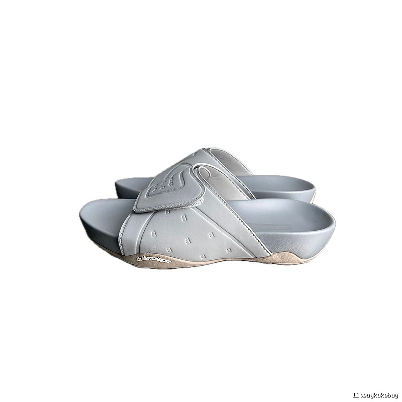 Balenciaga B Embossed Trendy Light Grey Slippers