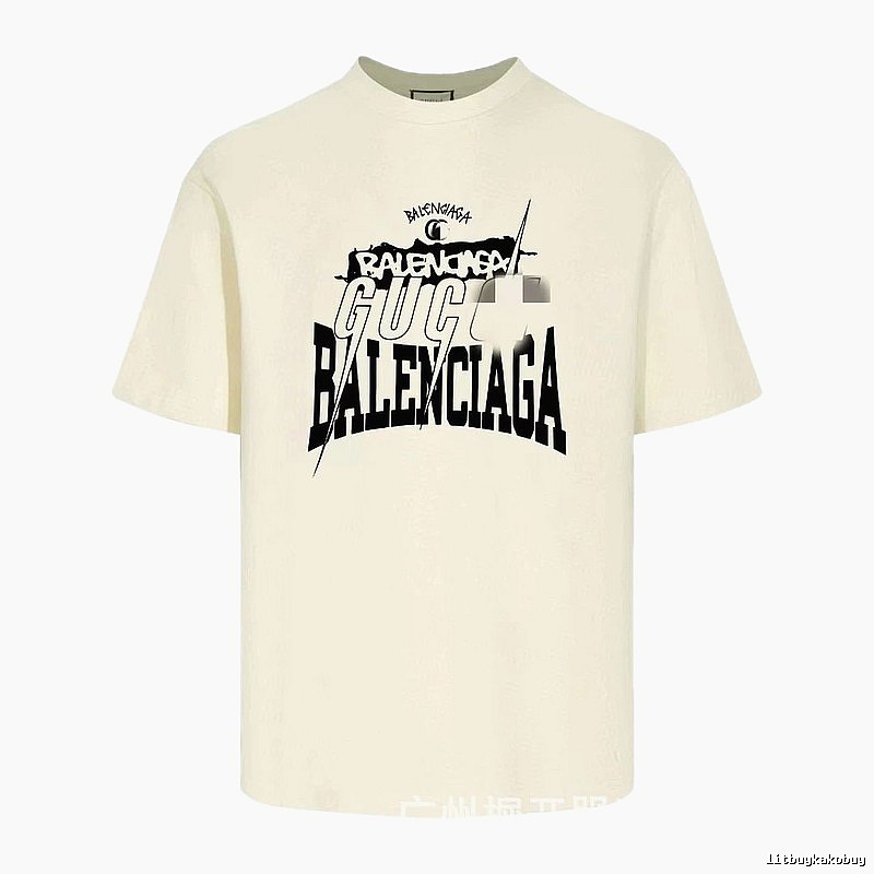 Balenciaga Co-branded Printed Street-style Off-white T-shirt