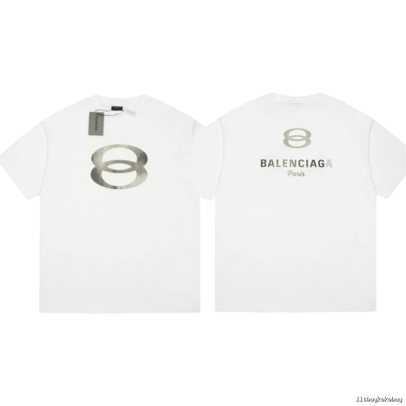 Balenciaga Double 8 Print Street Style White T-Shirt