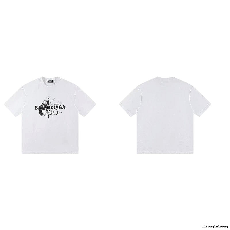 Balenciaga Graffiti Print Street Style White T-Shirt