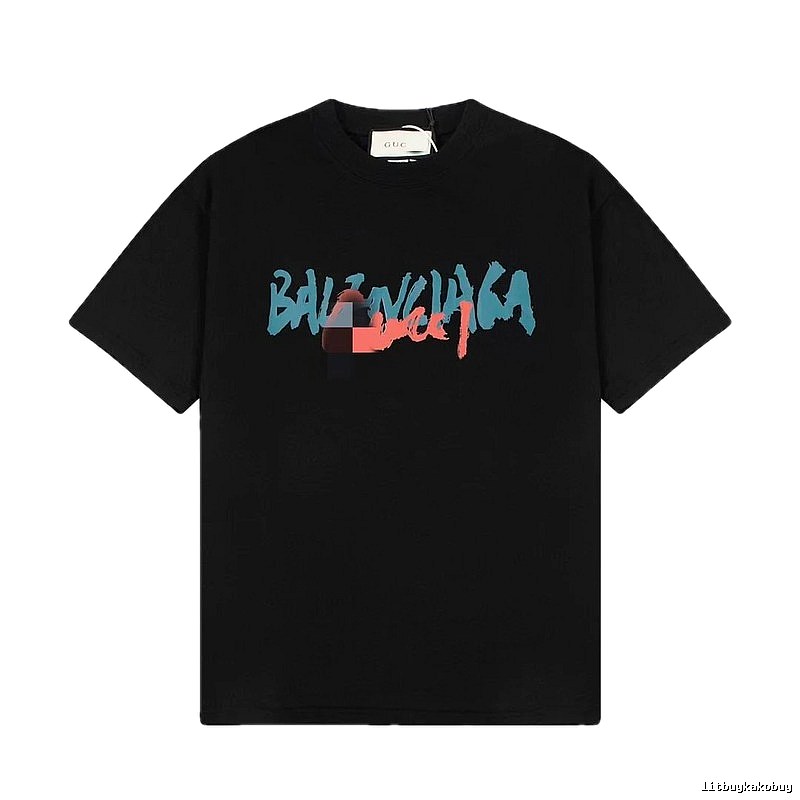 Balenciaga Graffiti Street Style Black T-Shirt