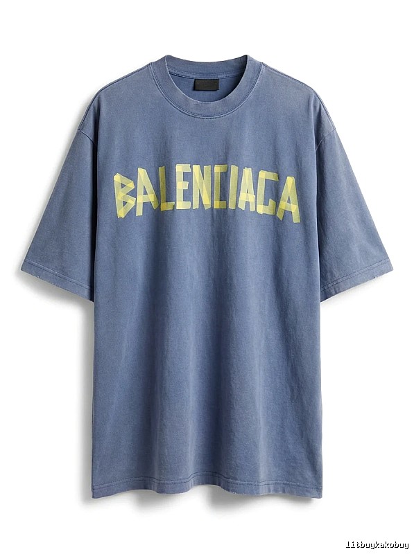 Balenciaga letter-style blue T-shirt