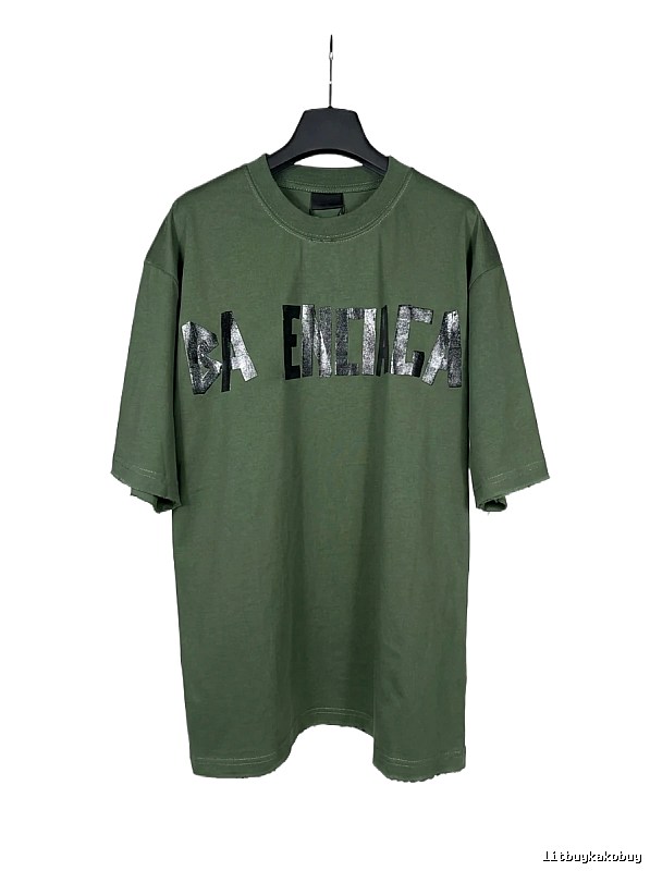 Balenciaga letter-style green T-shirt