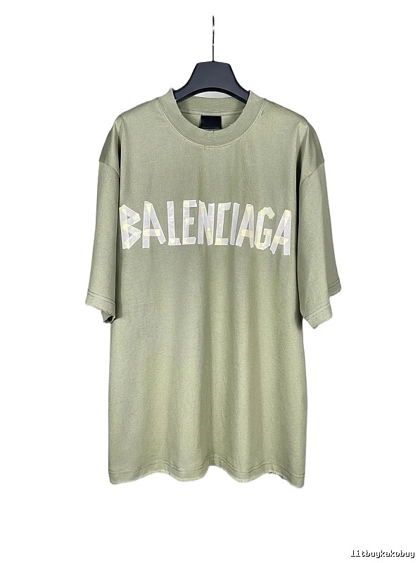 Balenciaga letter-style olive green T-shirt