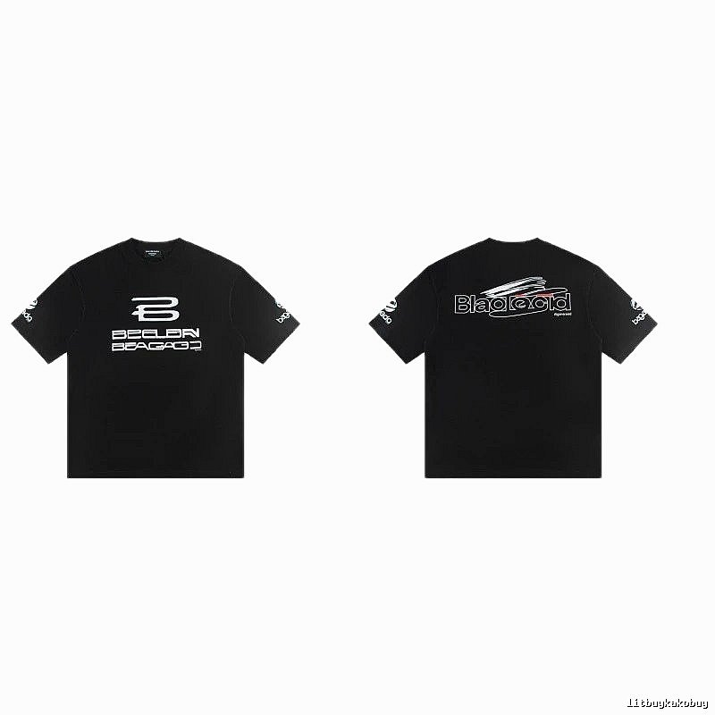 Balenciaga Printed Street Style Black T-shirt