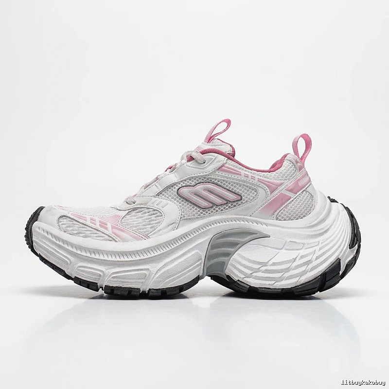 Balenciaga retro-style pink and white sports shoes