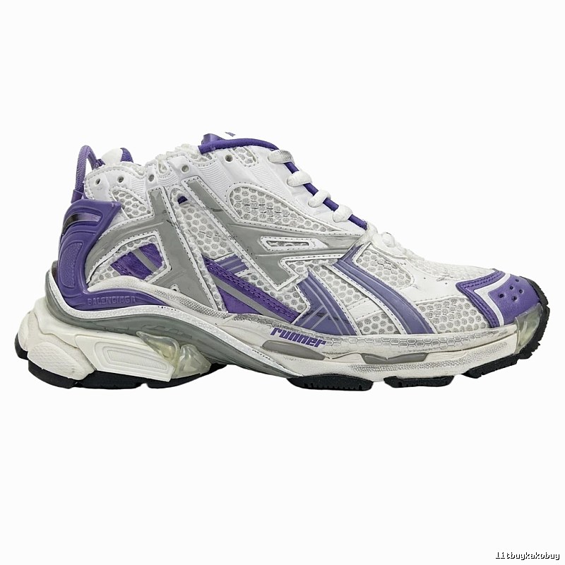 Balenciaga retro-style white and purple sports shoes