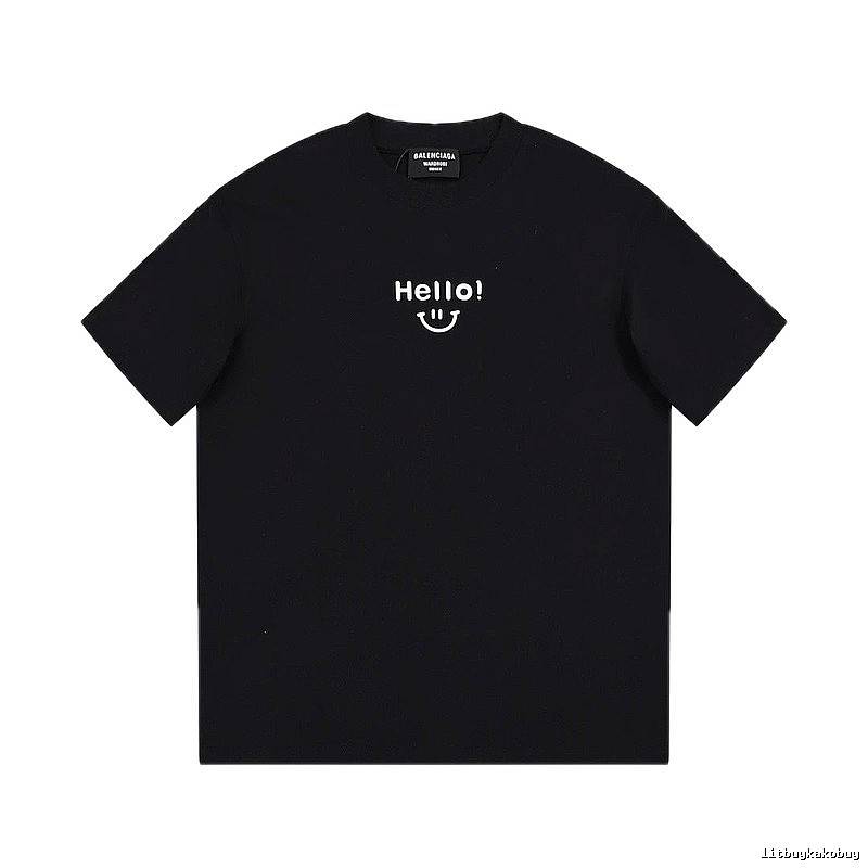Balenciaga Smiley Print Street Style Black T-Shirt