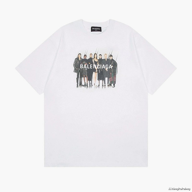 Balenciaga Trendy and Cool Style Portrait Print White T-shirt