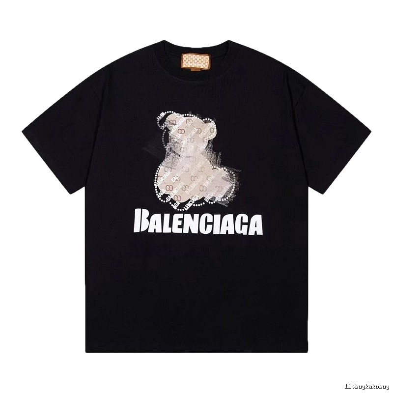 Balenciaga Trendy Black T-Shirt with Bear Print