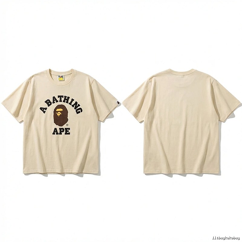 Bape Ape Head Minimalist Style Beige T-shirt