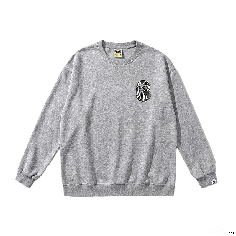 Bape Ape Head Minimalist Style Grey Sweatshirt