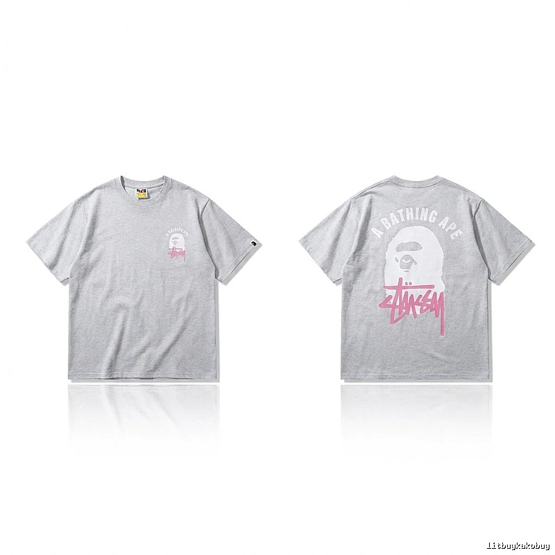 Bape Ape Head Trendy and Cool Style Gray T-shirt