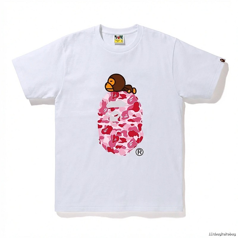Bape camouflage cartoon-style white T-shirt