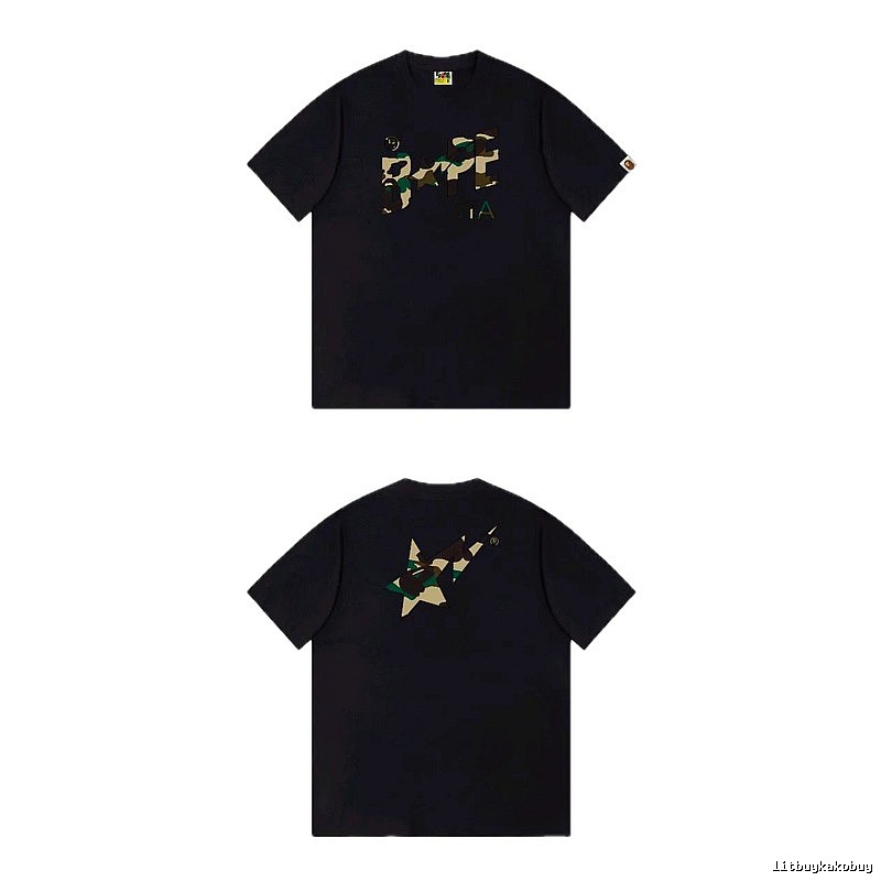 Bape camouflage style black T-shirt