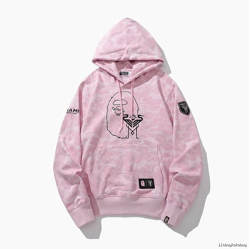 Bape camouflage-style pink hoodie