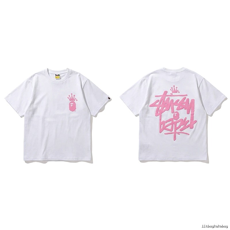 Bape Crown Graffiti Style White T-shirt