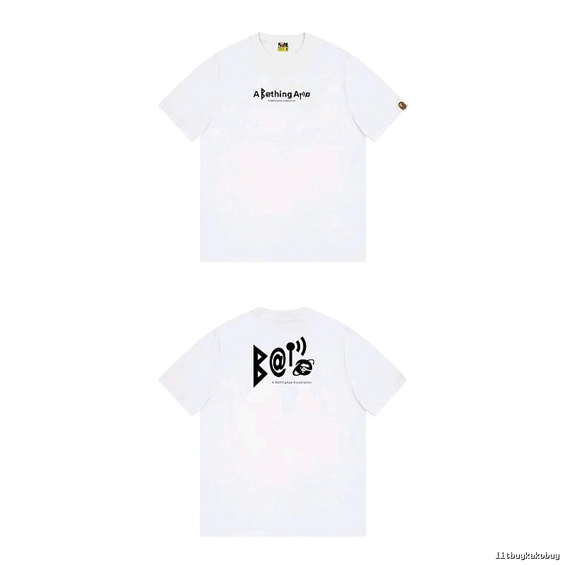 Bape letter print simple white T-shirt
