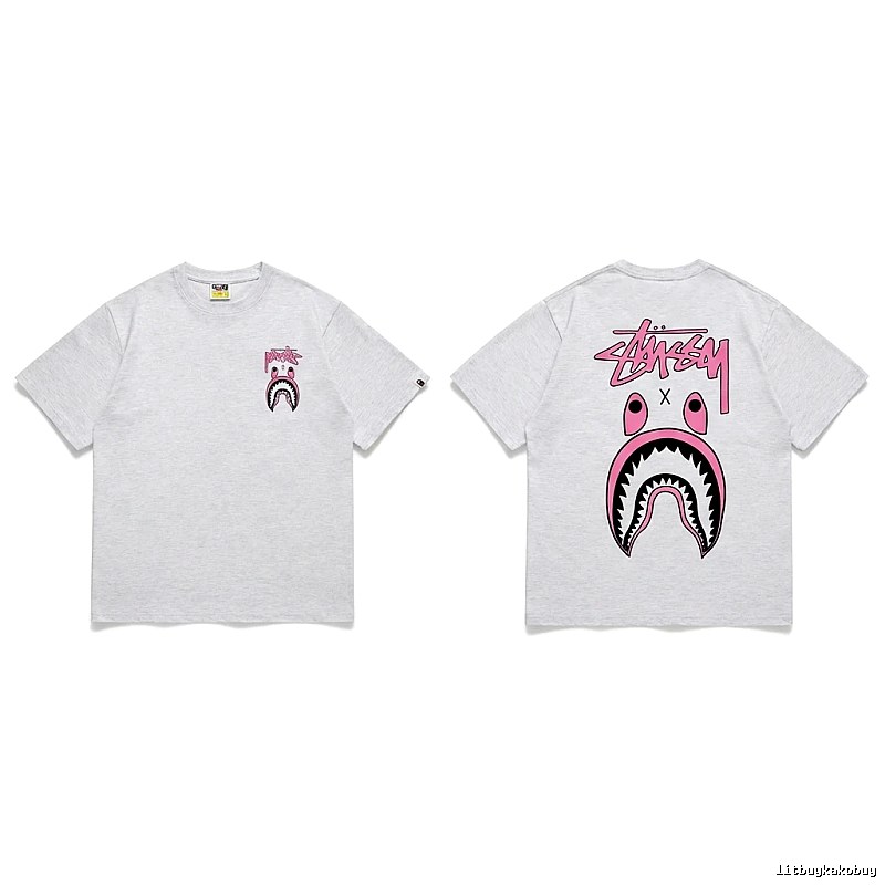 Bape Shark Co-branded Light Grey T-shirt