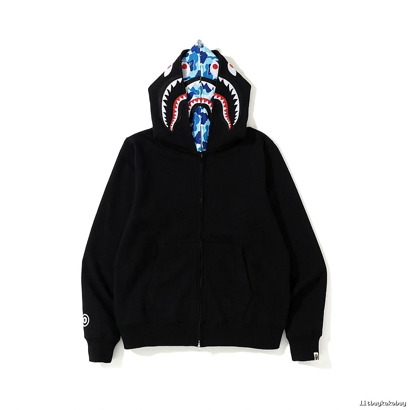 Bape Shark Head Print Black Hoodie