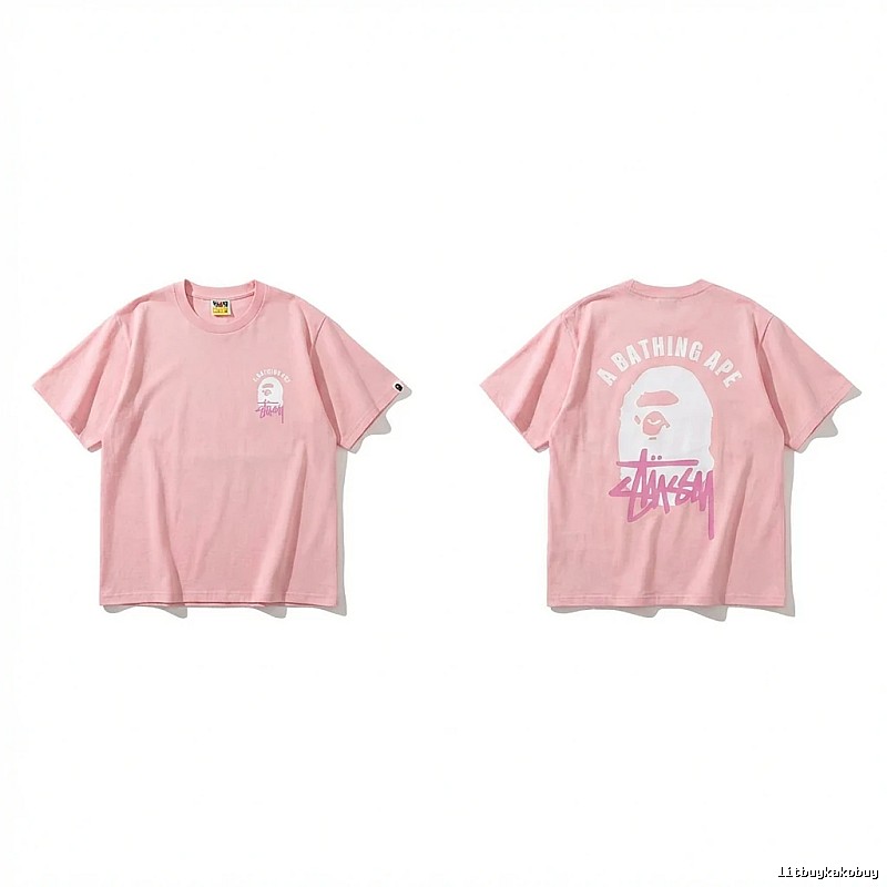 Bape trendy brand pink T-shirt