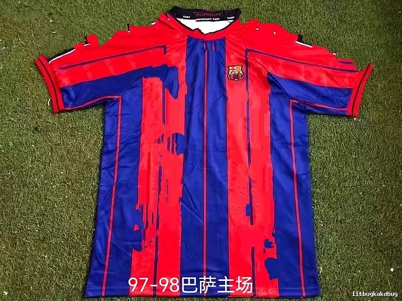 Barcelona Monogram Retro soccer jersey Blue Red Barcelona for Casual Outfits