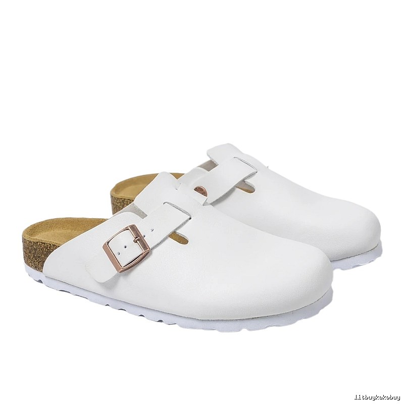 BIRKENSTOCK minimalist style white mule shoes