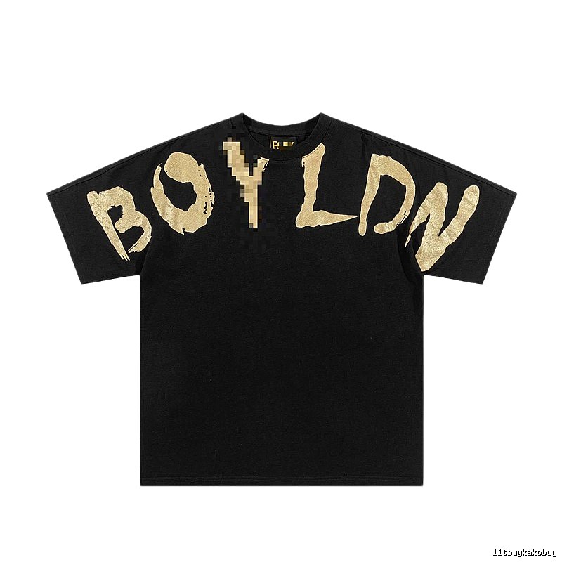 BOY Gold Foil Printed Street Style Black T-Shirt
