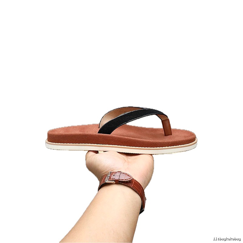 Brunello Cucinelli Casual Style Brown and Black Color-block Flip-flops