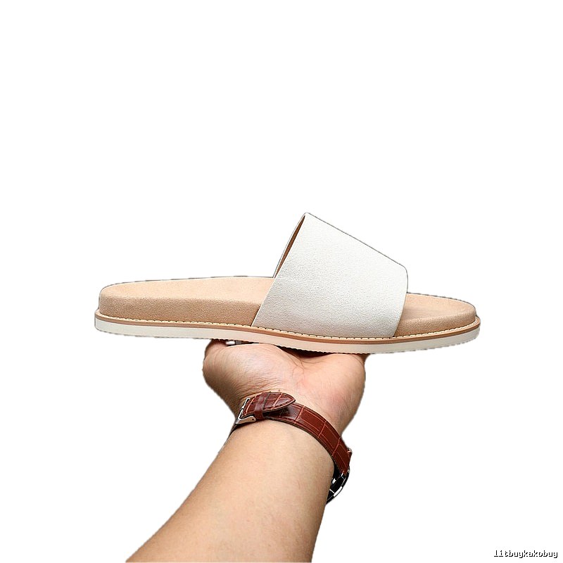 Brunello Cucinelli Minimalist Casual Off-White Slide Sandals
