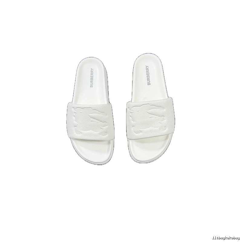 Burberry Embossed Equestrian Knight Minimalist White Slides