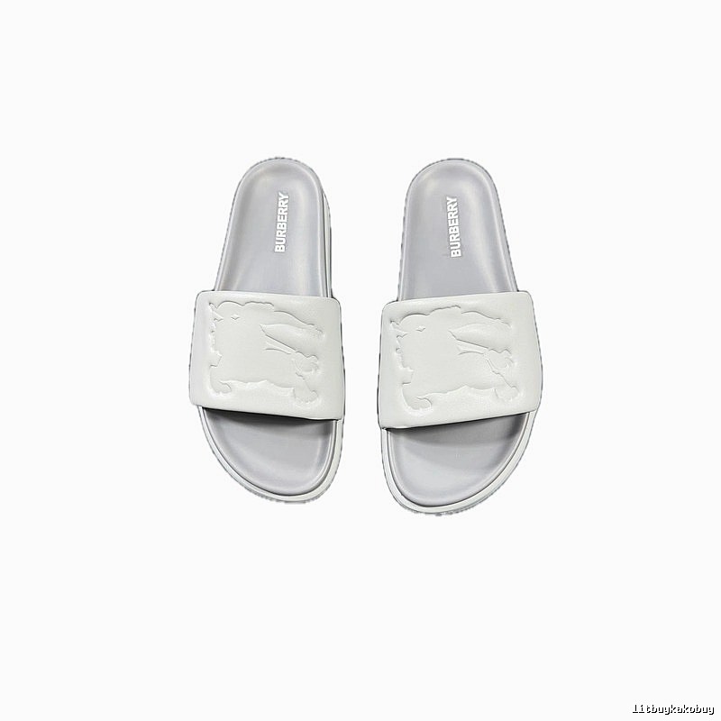 Burberry Equestrian Knight Light Luxury Style Light Grey Slides