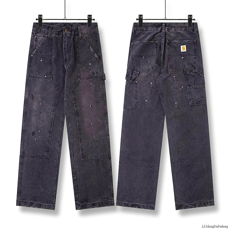 Carhartt workwear-style dark denim jeans