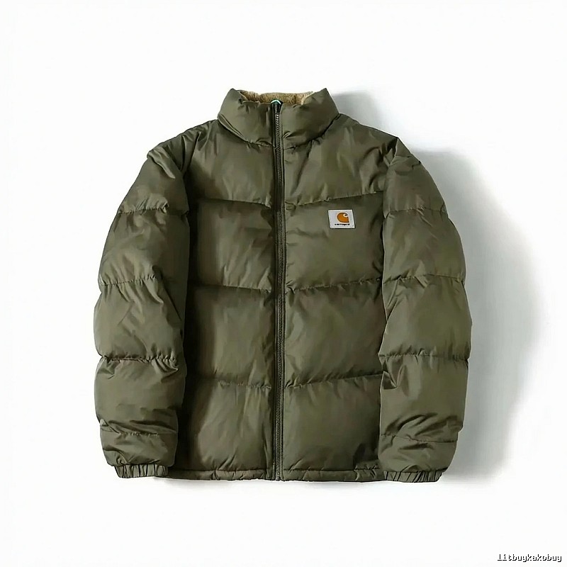 Carhartt workwear style olive green cotton-padded jacket