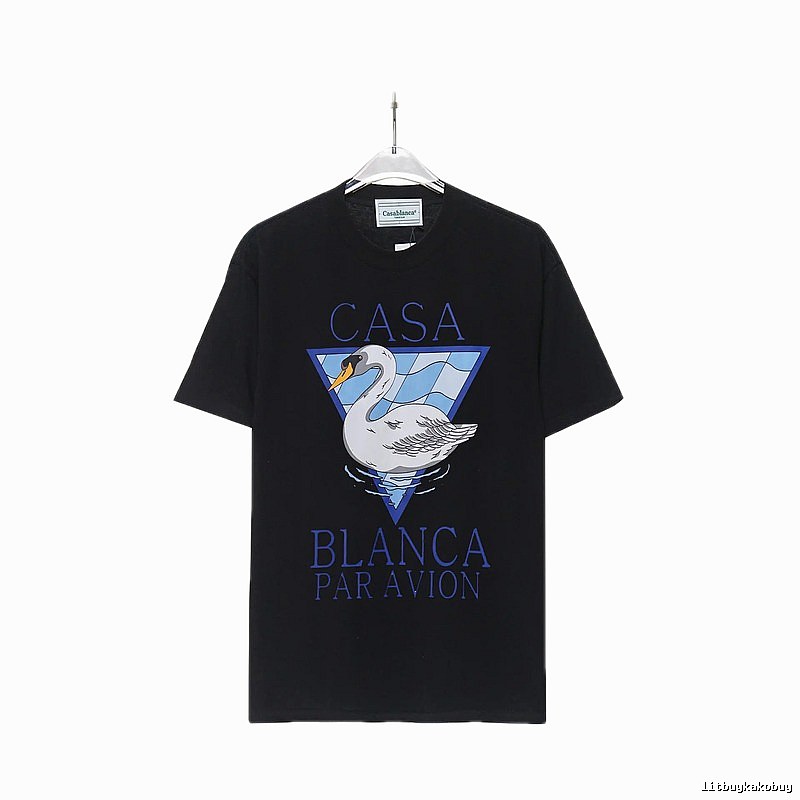 Casablanca black T-shirt with swan print