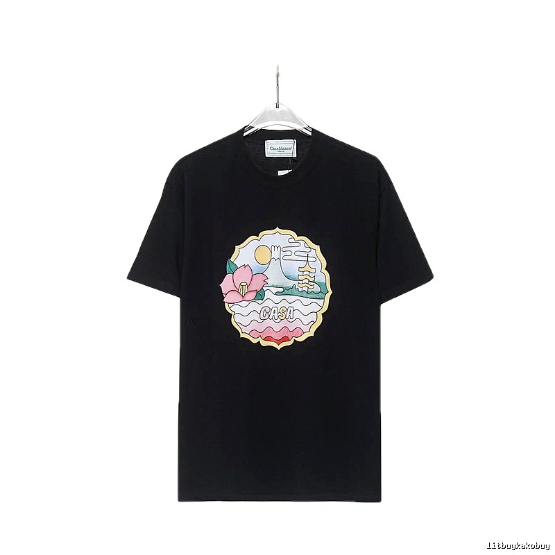 Casablanca Print Retro Style Black T-shirt