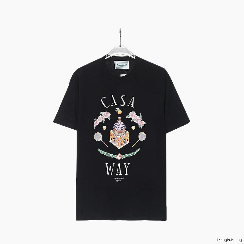 Casablanca Print Retro Style Black T-shirt