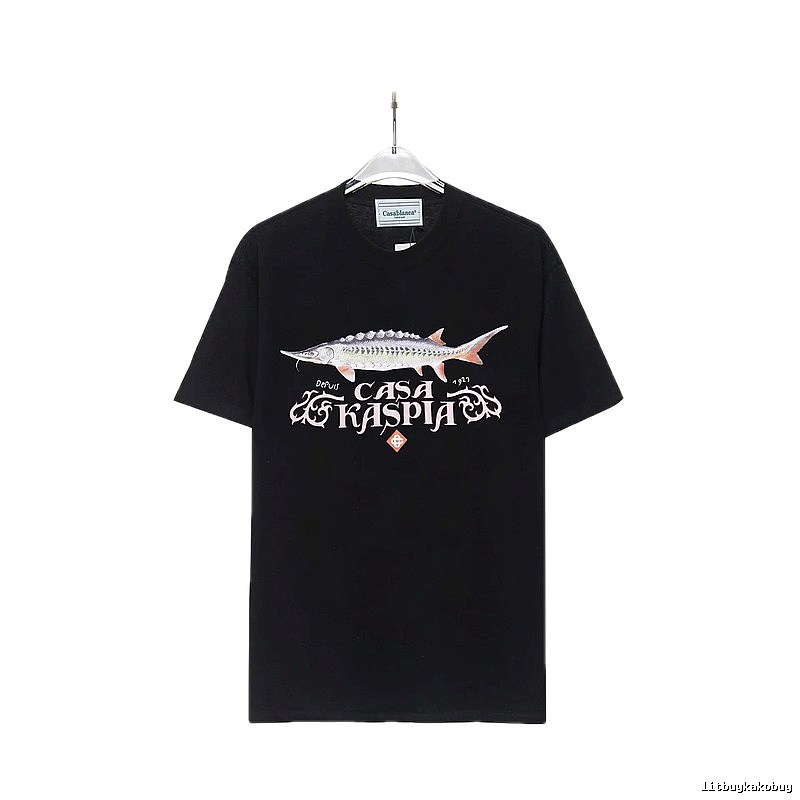 Casablanca printed trendy brand black T-shirt