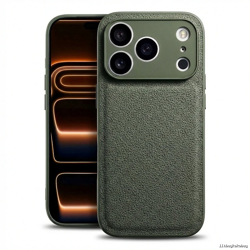 CASETiFY Leather Style Olive Green iPhone Case