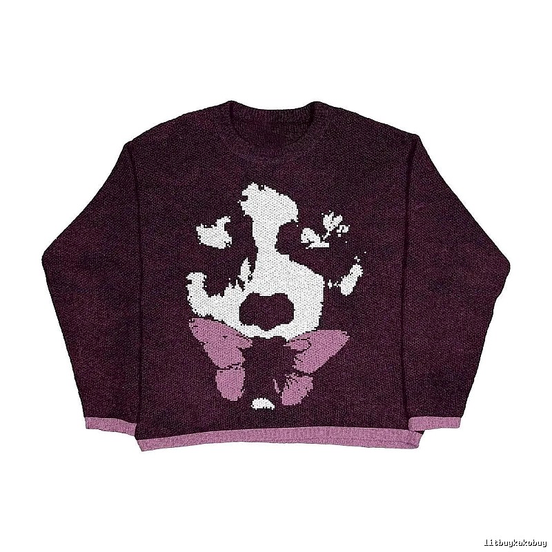 Casual Anime graphic sweater Black Knit Top for Streetwear Looks