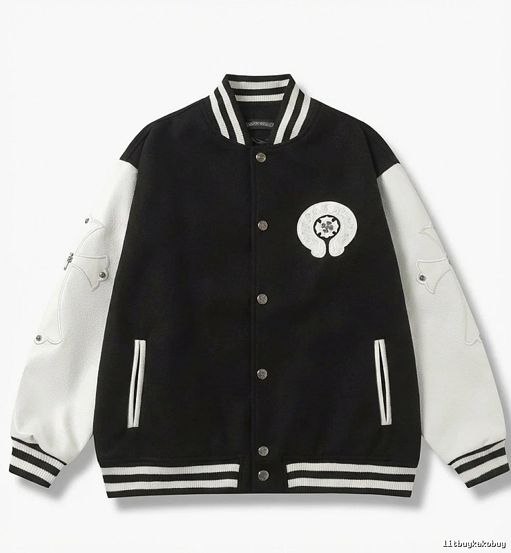 Chrome Hearts Baseball Style Black and White Jacket