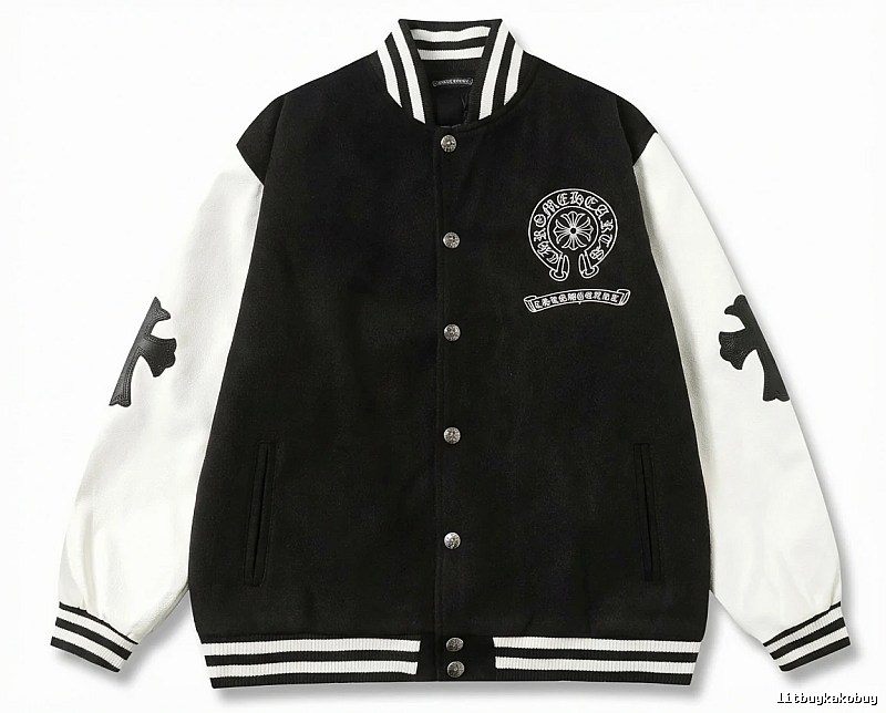 Chrome Hearts Cross Black and White Baseball Jacket
