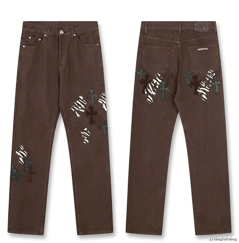 Chrome Hearts Cross Dark Style Brown Pants