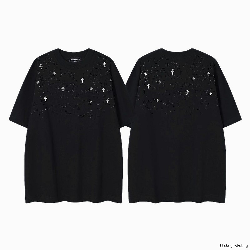 Chrome Hearts Cross Embroidered Street Style Black Short-sleeve T-shirt