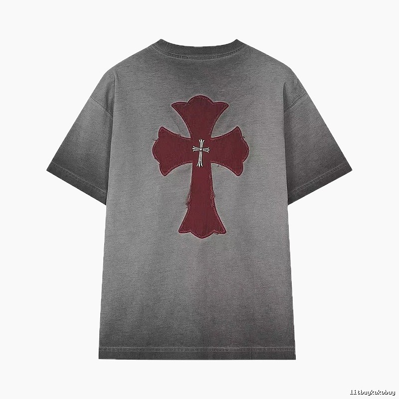 Chrome Hearts Cross Series Vintage Distressed Smoky Gray T-Shirt