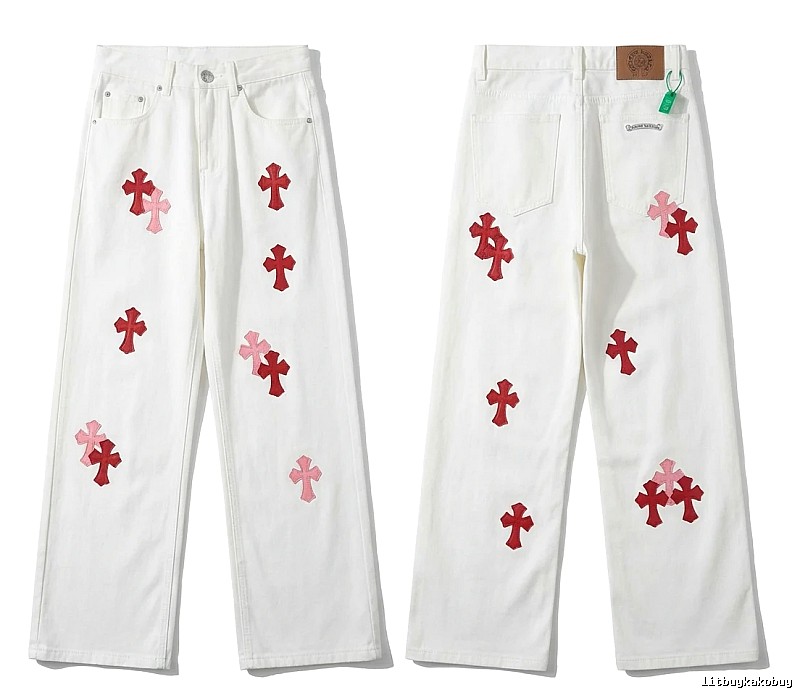Chrome Hearts Cross Trendy and Cool White Jeans