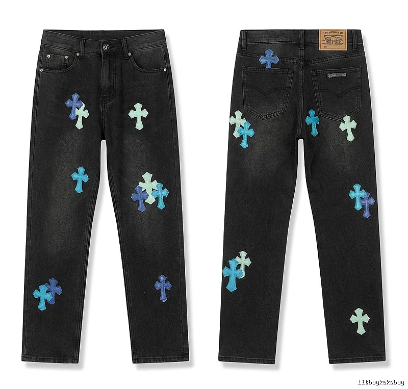Chrome Hearts Cross Trendy Cool Black Jeans