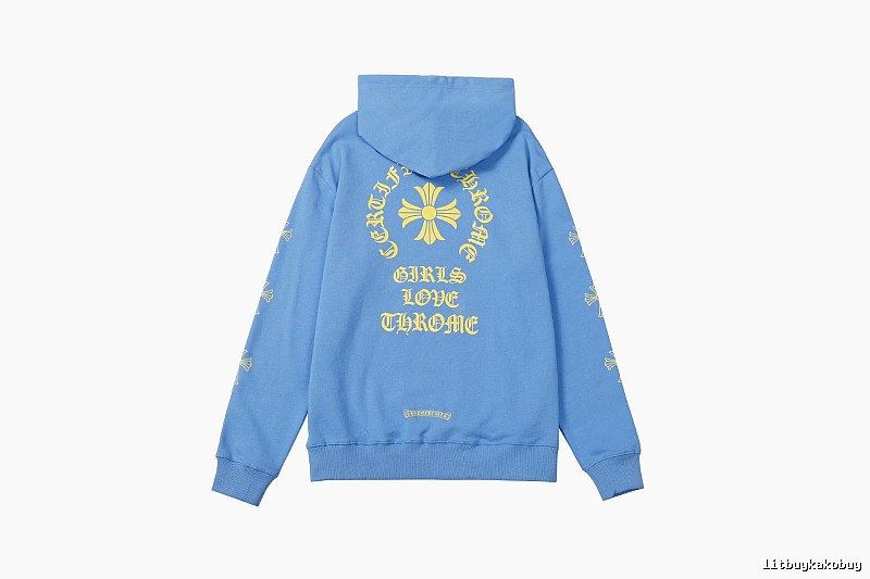 Chrome Hearts Daily Cross graphic hoodie Black Blue Cross with Visual Detail