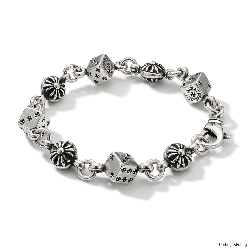 Chrome Hearts Dice Retro Style Silver Bracelet