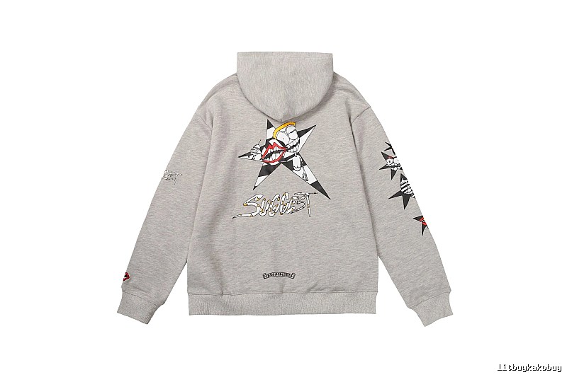 Chrome Hearts Patterned Cross graphic hoodie Black Blue Cross with Signature Styling